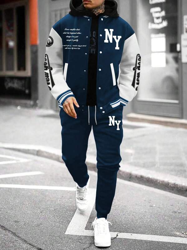 Conjunto Com Capuz Jaqueta Botões Calça Jogger Com Cordão