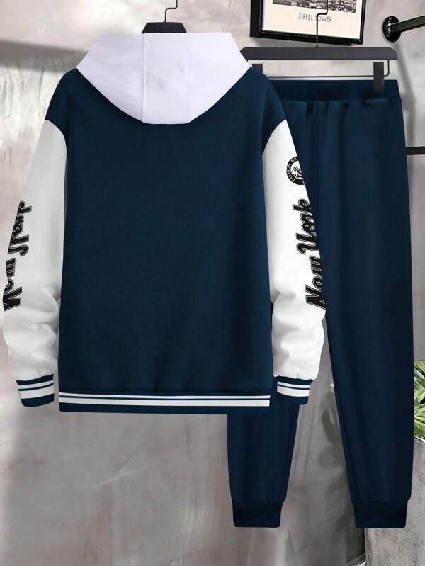 Conjunto Com Capuz Jaqueta Botões Calça Jogger Com Cordão