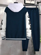 Conjunto Com Capuz Jaqueta Botões Calça Jogger Com Cordão