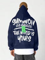 Moletom Com Capuz Lettering Gigante Nas Costas Estampa Urbana
