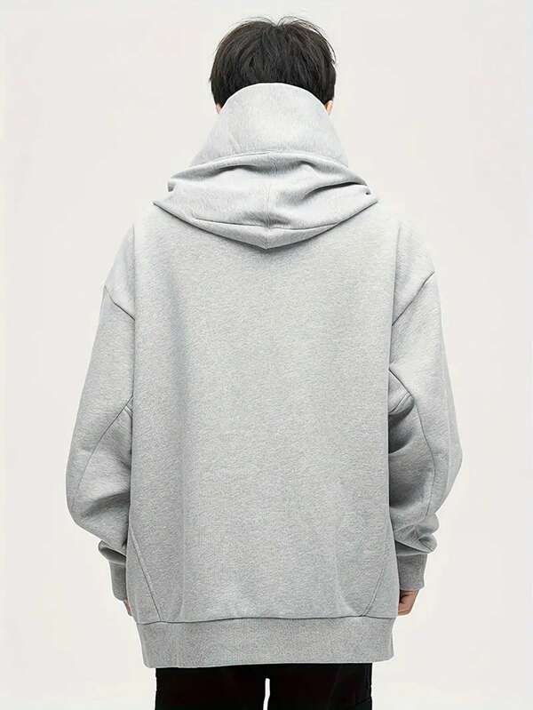 Moletom Com Capuz Gola Alta Bolso Canguru Oversized