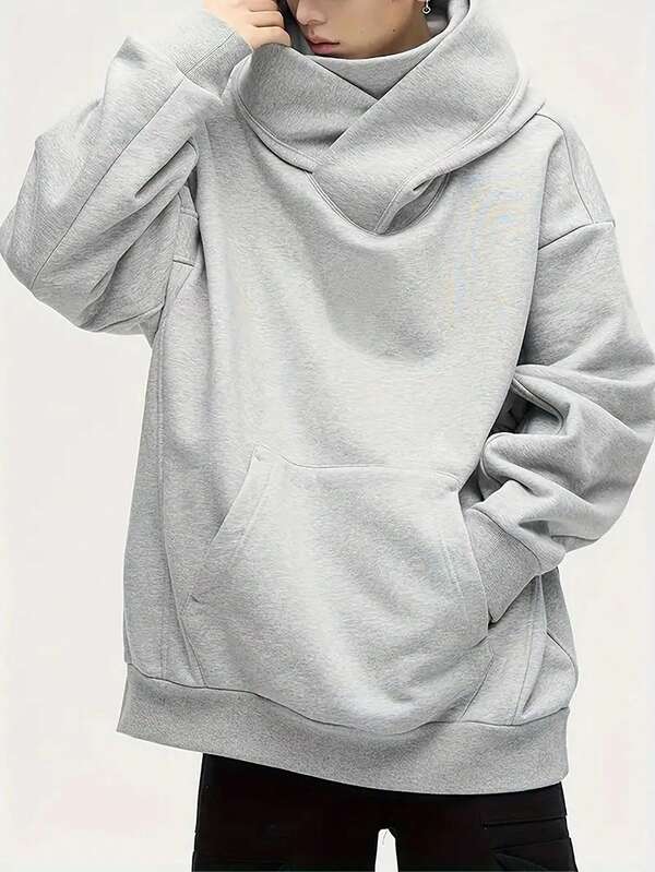 Moletom Com Capuz Gola Alta Bolso Canguru Oversized