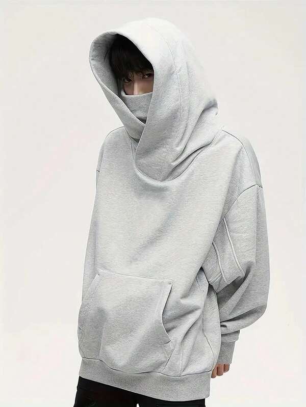 Moletom Com Capuz Gola Alta Bolso Canguru Oversized