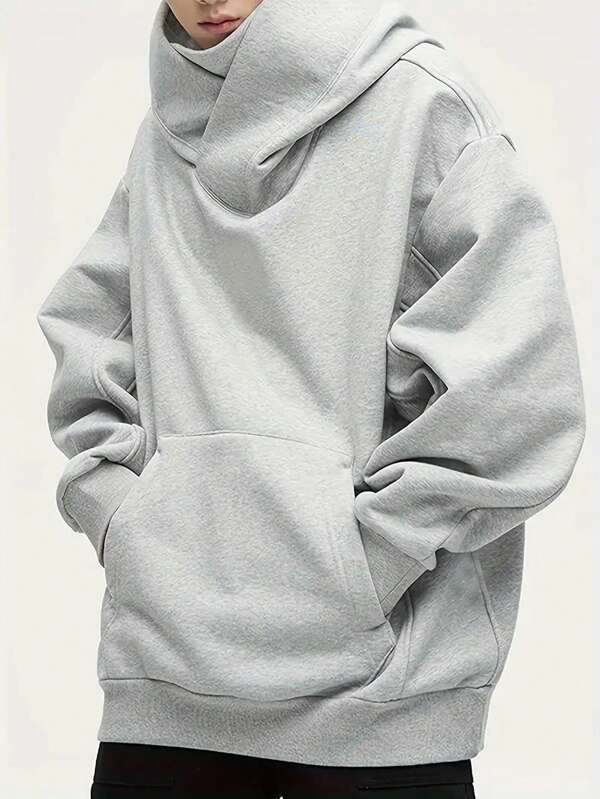 Moletom Com Capuz Gola Alta Bolso Canguru Oversized