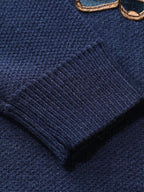 Suéter Gola Redonda Bordado Ursinho Com Ribana Casual Tricot