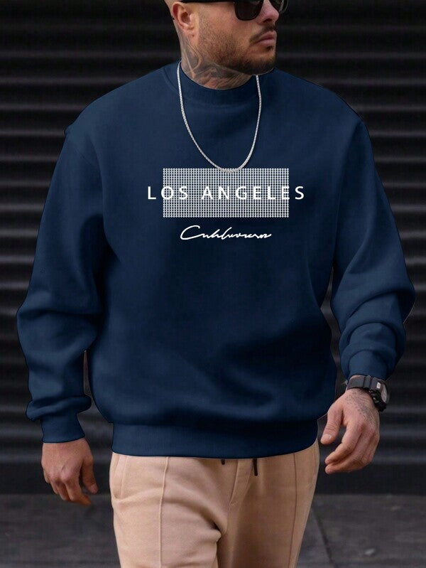 Suéter Gola Redonda Estampa Lettering Com Ribana Casual Regular Fit