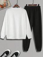 Conjunto De Moletom Gola Careca Com Cordão Bordado