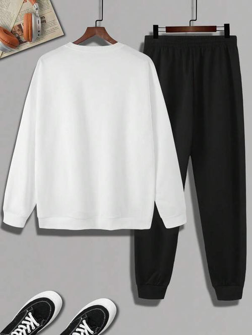 Conjunto De Moletom Gola Careca Com Cordão Bordado