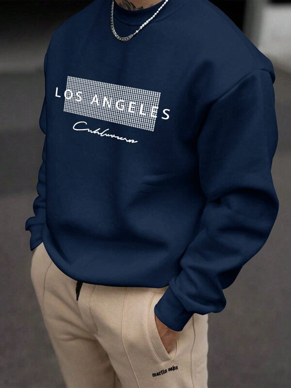 Suéter Gola Redonda Estampa Lettering Com Ribana Casual Regular Fit