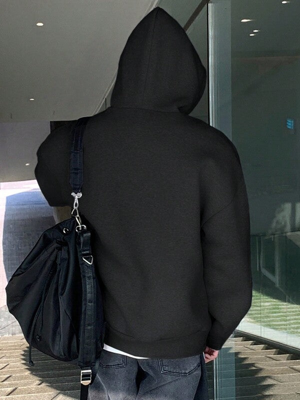 Moletom Com Capuz Bolso Canguru Cordão Minimalista