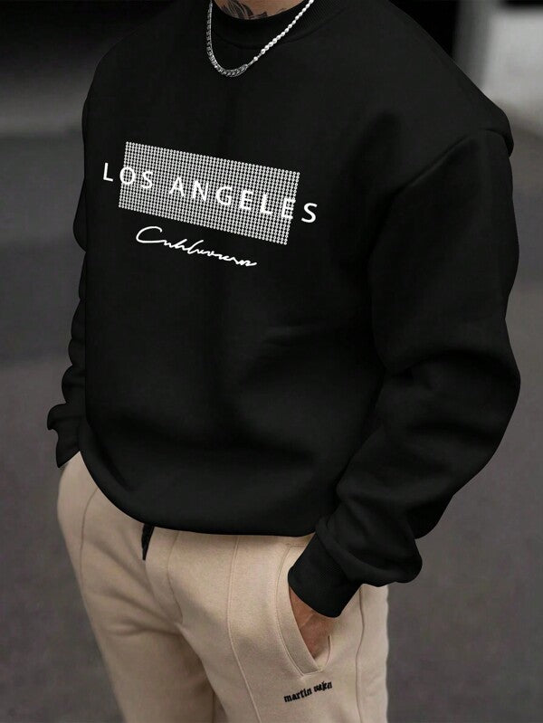 Suéter Gola Redonda Estampa Lettering Com Ribana Casual Regular Fit
