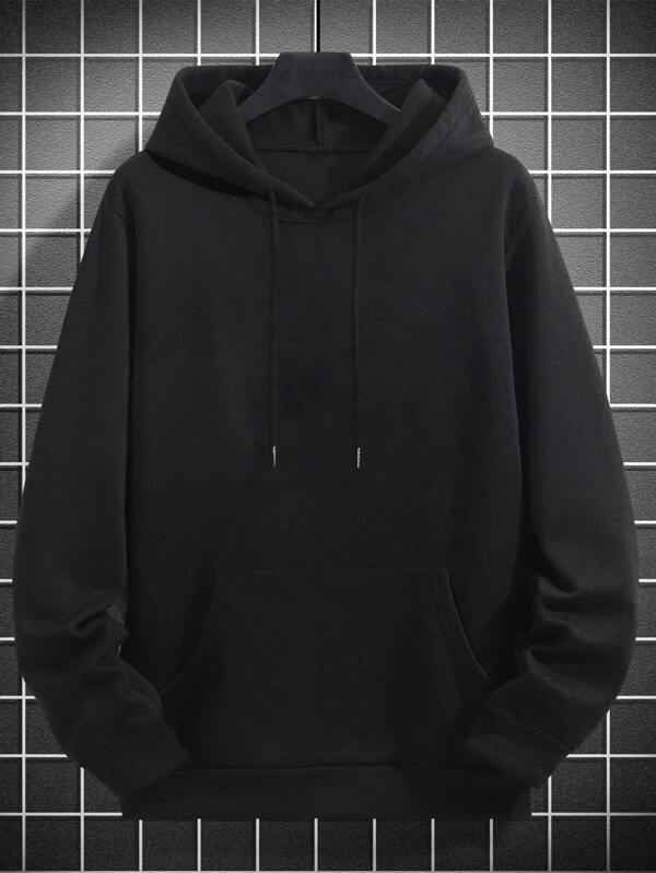 Moletom Com Capuz Peluciado Bolso Canguru Com Cordão Oversized