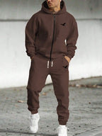 Conjunto Com Capuz Zíper Frontal Calça Jogger Com Cordão