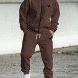 Conjunto Com Capuz Zíper Frontal Calça Jogger Com Cordão