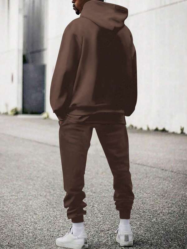 Conjunto Com Capuz Zíper Frontal Calça Jogger Com Cordão