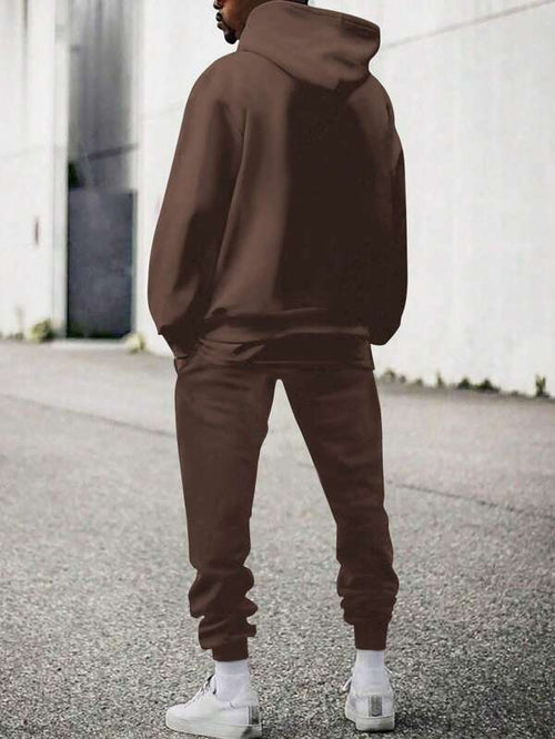 Conjunto Com Capuz Zíper Frontal Calça Jogger Com Cordão