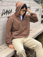 Moletom Com Capuz Com Botões Ribana Cordão Casual