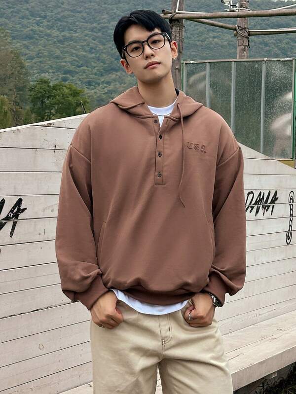 Moletom Com Capuz Com Botões Ribana Cordão Casual