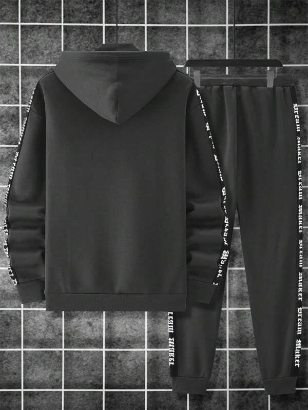 Conjunto Moletom Com Capuz Lettering e Calça Com Punho
