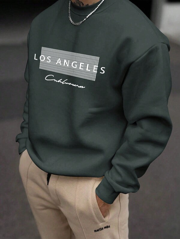 Suéter Gola Redonda Estampa Lettering Com Ribana Casual Regular Fit