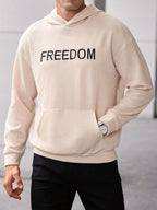Moletom Com Capuz Bolso Canguru Texturizado Lettering Frontal