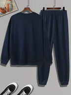 Conjunto De Moletom Gola Careca Com Cordão Bordado