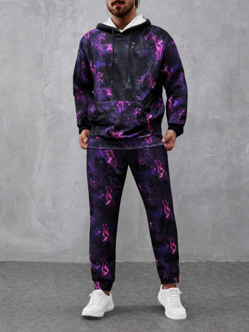 Conjunto Moletom Com Capuz Estampado e Calça Estampada