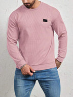 Suéter Gola Redonda Texturizado Com Patch Minimalista Regular