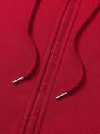 Moletom Com Capuz Com Zíper Bolso Canguru Com Cordão