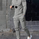 Conjunto Com Capuz Gola Botões Calça Jogger Com Cordão Texturizado