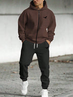 Conjunto Com Capuz Zíper Frontal Calça Jogger Com Cordão