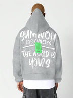 Moletom Com Capuz Lettering Gigante Nas Costas Estampa Urbana