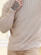Suéter Tricot Canelado Gola Redonda Com Ribana Ajustado