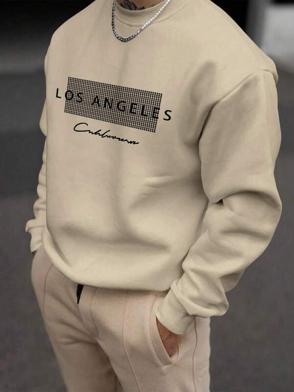 Suéter Gola Redonda Estampa Lettering Com Ribana Casual Regular Fit
