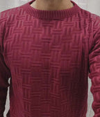 Suéter Tricot Texturizado Gola Redonda Com Ribana Geométrico