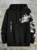 Moletom Com Capuz Estampa Dragão Lettering Vertical Ribana