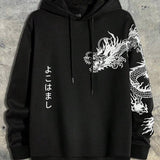 Moletom Com Capuz Estampa Dragão Lettering Vertical Ribana