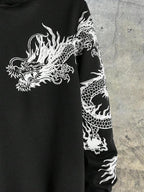 Moletom Com Capuz Estampa Dragão Lettering Vertical Ribana