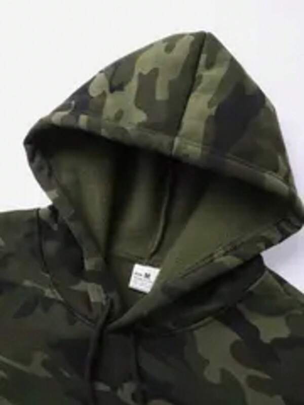 Moletom Com Capuz Bolso Canguru Estampa Camuflada Cordão