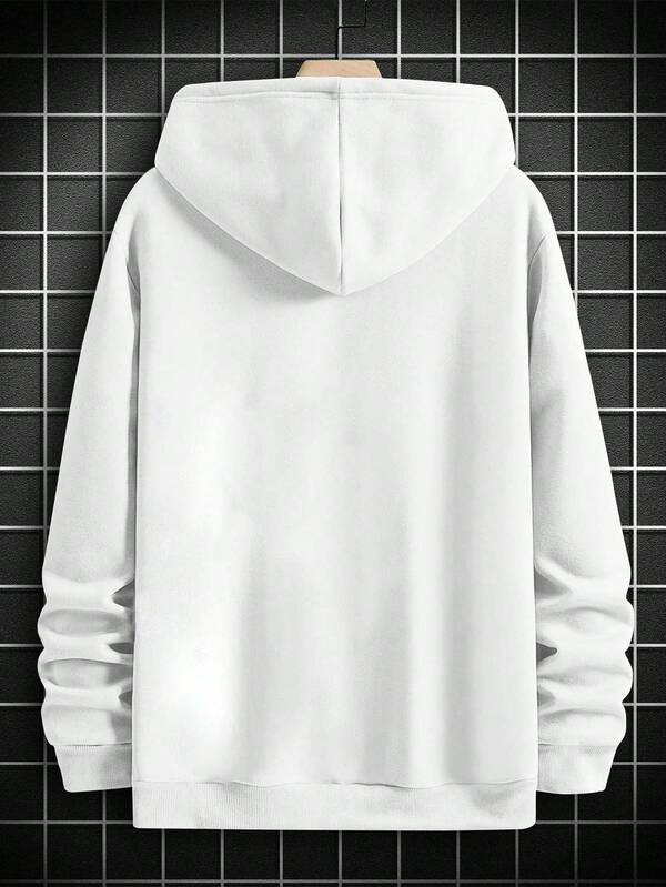 Moletom Com Capuz Peluciado Bolso Canguru Com Cordão Oversized