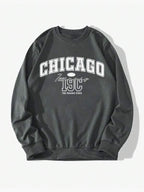 Suéter Gola Redonda Estampa Lettering Com Ribana Oversized Casual