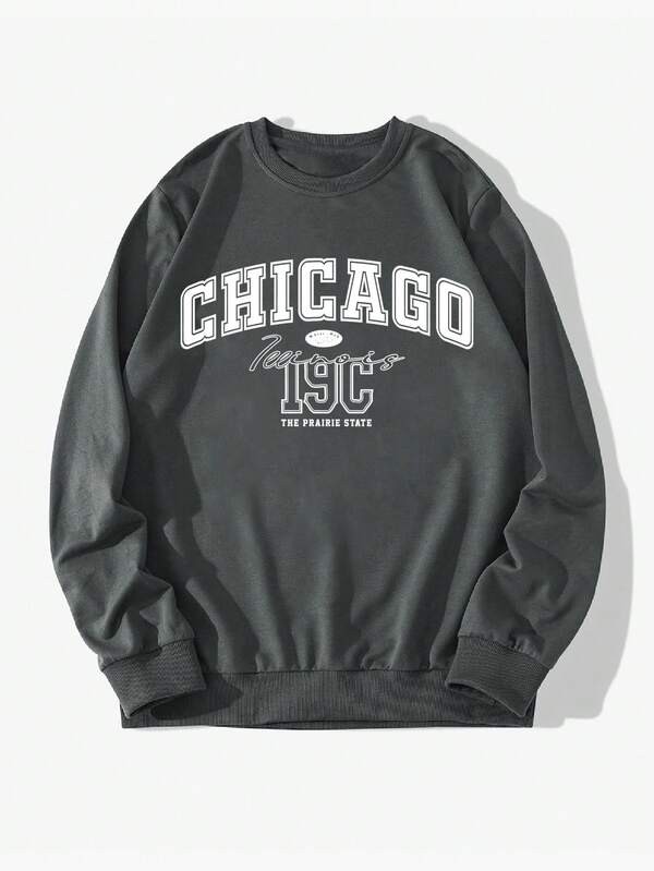 Suéter Gola Redonda Estampa Lettering Com Ribana Oversized Casual