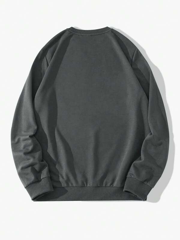 Suéter Gola Redonda Estampa Lettering Com Ribana Oversized Casual