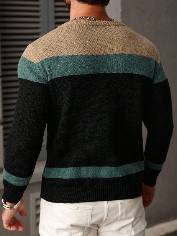 Suéter Tricot Trançado Gola Redonda Com Ribana Casual