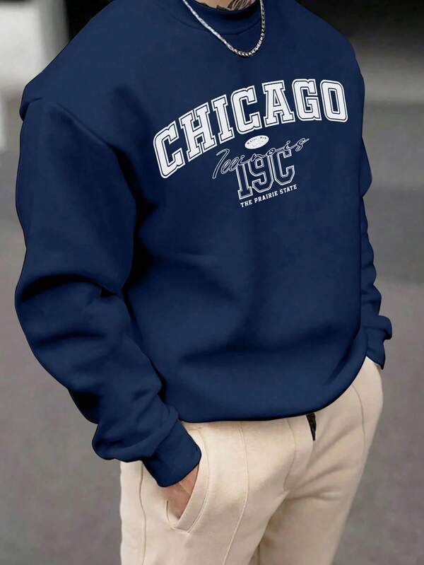 Suéter Gola Redonda Estampa Lettering Com Ribana Oversized Casual