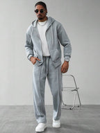 Conjunto Moletom Com Zíper e Calça Cargo Com Cordão