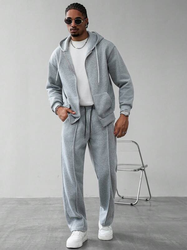 Conjunto Moletom Com Zíper e Calça Cargo Com Cordão