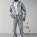 Conjunto Moletom Com Zíper e Calça Cargo Com Cordão