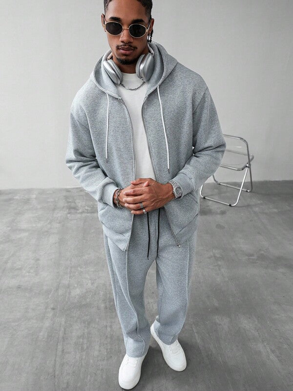 Conjunto Moletom Com Zíper e Calça Cargo Com Cordão