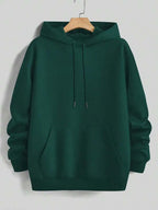 Moletom Com Capuz Peluciado Bolso Canguru Com Cordão Oversized
